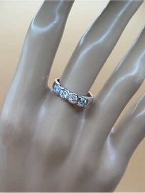 4-Stone Silver CZ Band Ring - White Cubic Zirconia